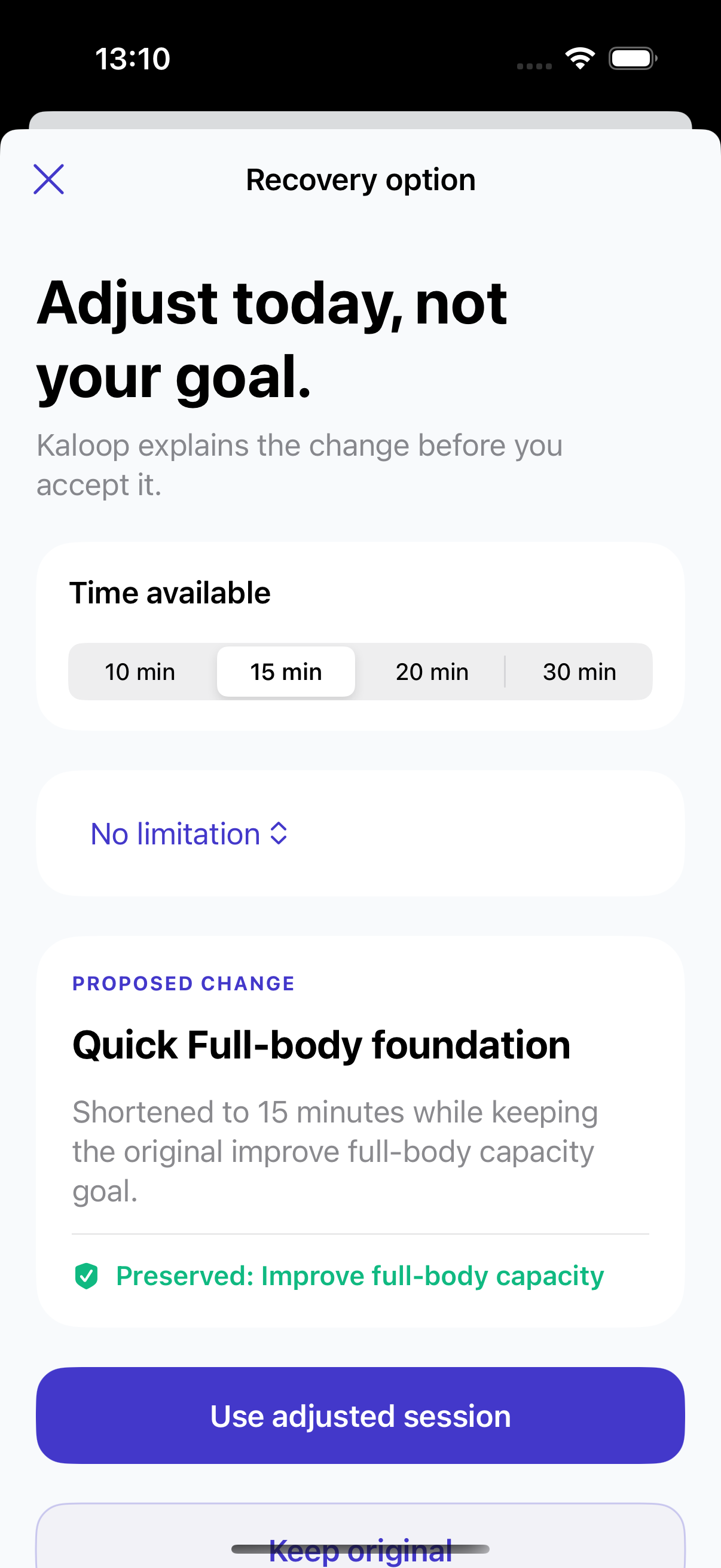 Rejected Kaloop recovery interaction