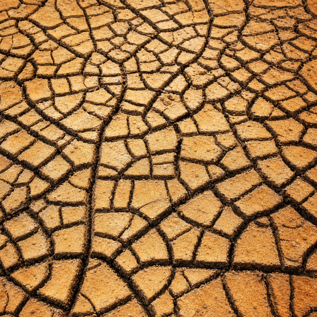 High-resolution branching cracks across dry soil